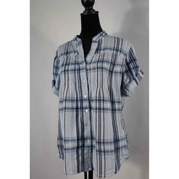 Prestwick & Moore Blue Plaid Button-Up Shirt‎ Size Medium - Picture 1 of 11